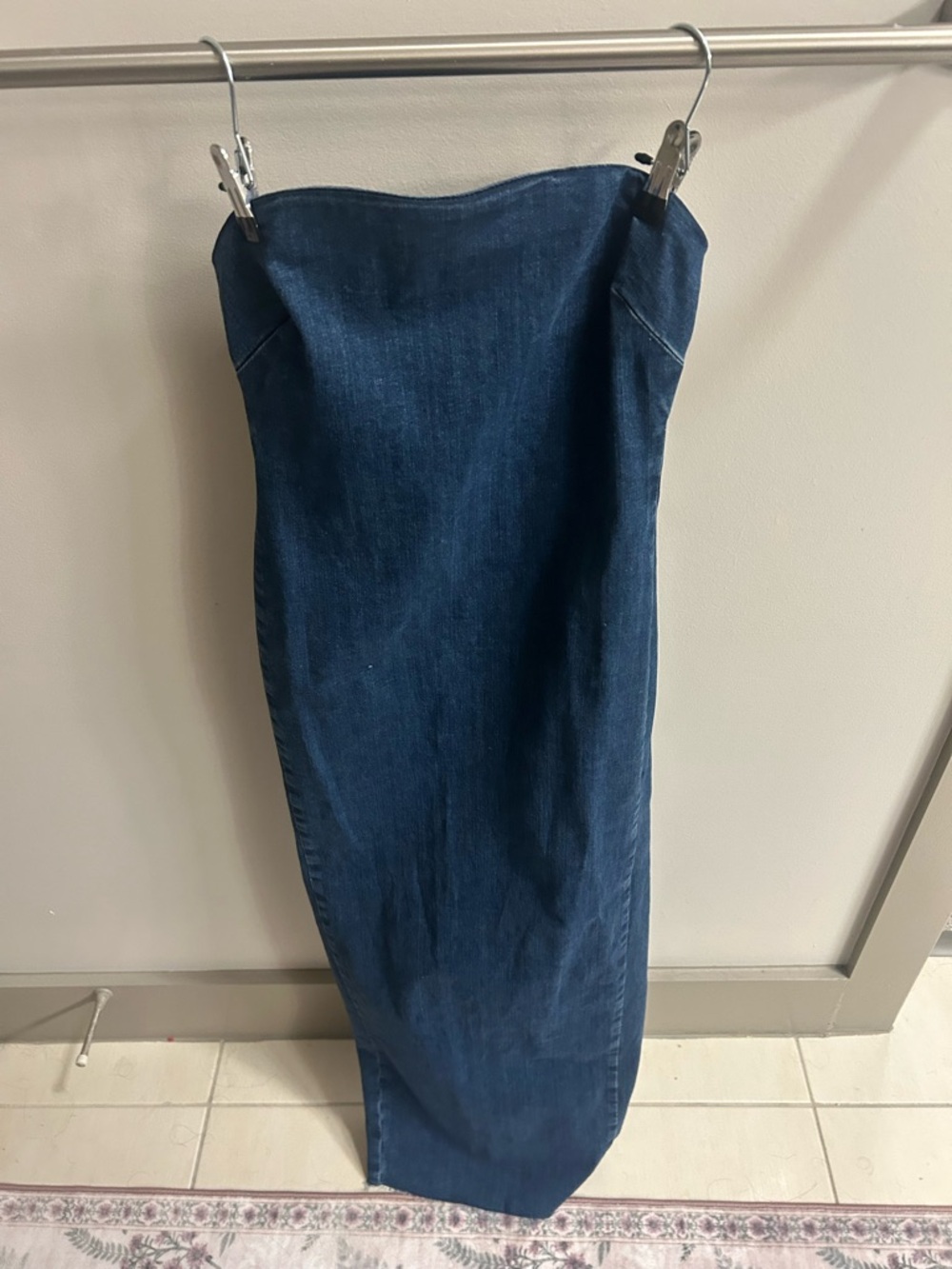 Zara Dark Blue Denim Strapless Dress